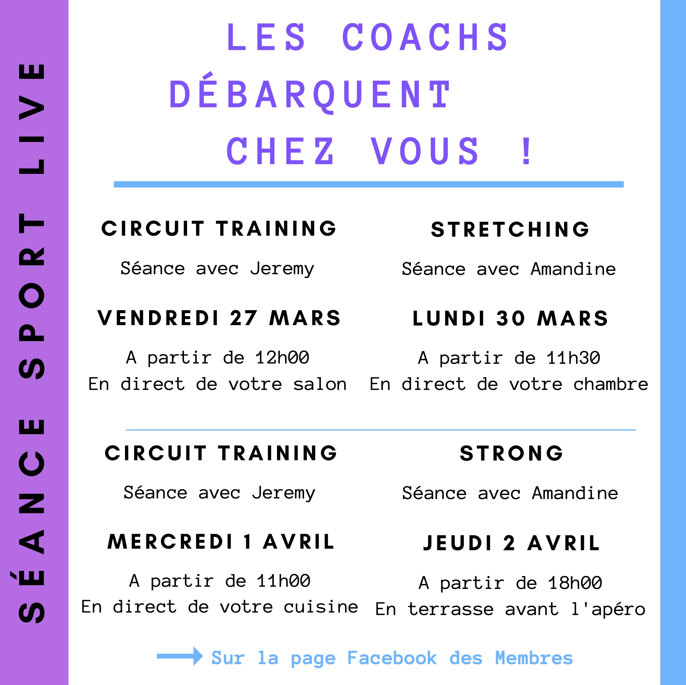 programme cours Live